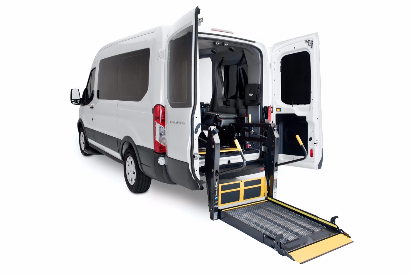 Wheelchair-accessible transport van with ramp